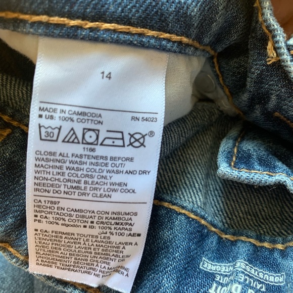 old navy high rise straight legged jeans with built in tough. size 14 youth. - Picture 4 of 4